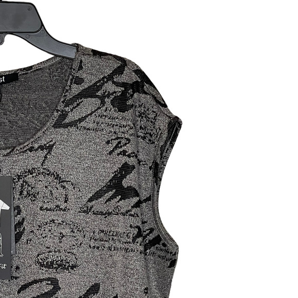 Yest Blouse Sleeveless Top Size 8 Gray Black Pattern Loose Fit Womens Viscose‎ - Picture 5 of 6